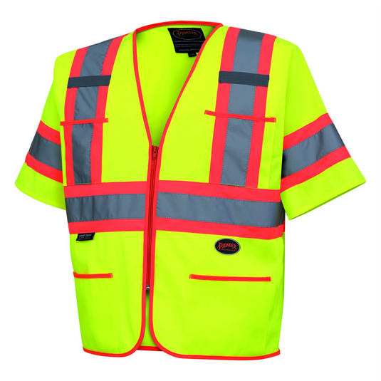 Pioneer Pioneer - Polyester Tricot Sleeved Safety Vest - Hi-Vis Yellow/Green - Size 3XL