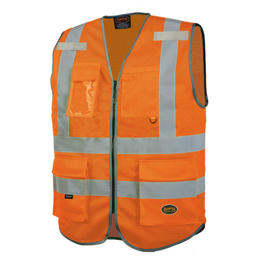 Pioneer Pioneer - Mesh 9-Pocket Safety Vest - Hi-Vis Orange - Size Large