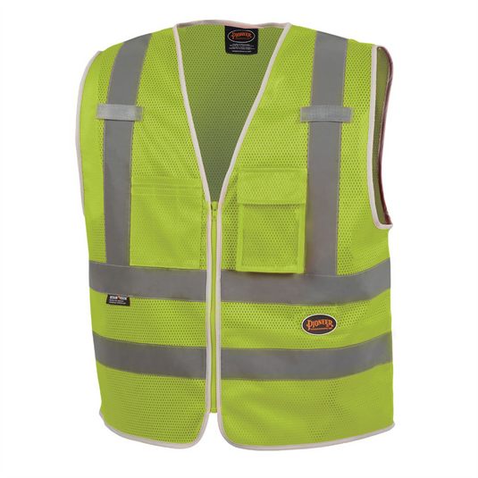 Pioneer Pioneer - Mesh 8-Pocket Safety Vest - Hi-Vis Yellow/Green - Size 3XL