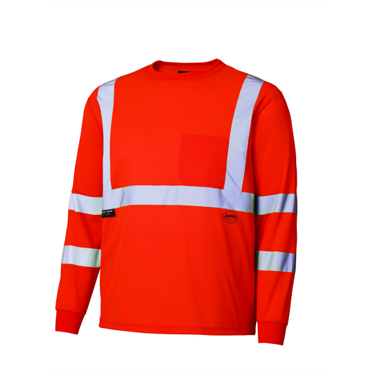 Pioneer Pioneer - Birdseye Long-Sleeved Safety Shirt - Hi-Viz Orange - Size 3XL