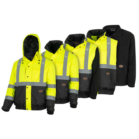 Pioneer 5 in 1 Waterproof Insulted Jacket - Color:  Hi-Vis Yellow / Black  - Size: 4XL