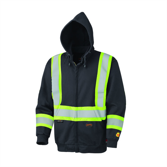 Pioneer Pioneer - Hoodie - Hi-Viz Flame Resistant Zip-Style Heavyweight Cotton - Black - Size 2XL