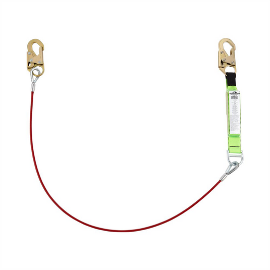 PeakWorks PeakWorks - Shock Absorbing Lanyards - Tear Pack 1/4"" PVC Coated Cable -  Single Leg - Weight Capacity 130 to 310 Lbs - 6'