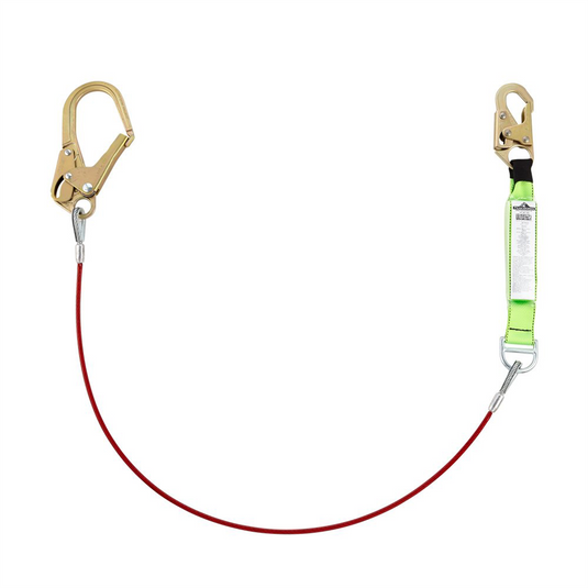 PeakWorks PeakWorks - Shock Absorbing Lanyards - Tear Pack 1/4"" PVC Coated Cable -  Single Leg - Weight Capacity 130 to 310 Lbs - 6'