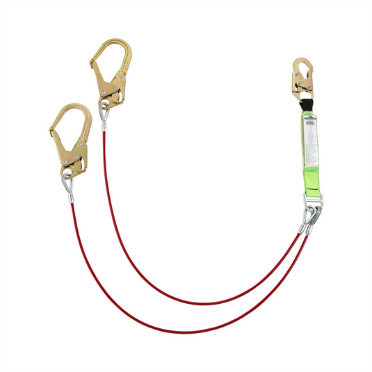 PeakWorks PeakWorks - Shock Absorbing Lanyards - Tear Pack 1/4"" PVC Coated Cable -  Double Leg - Weight Capacity 130 to 310 Lbs - 6'