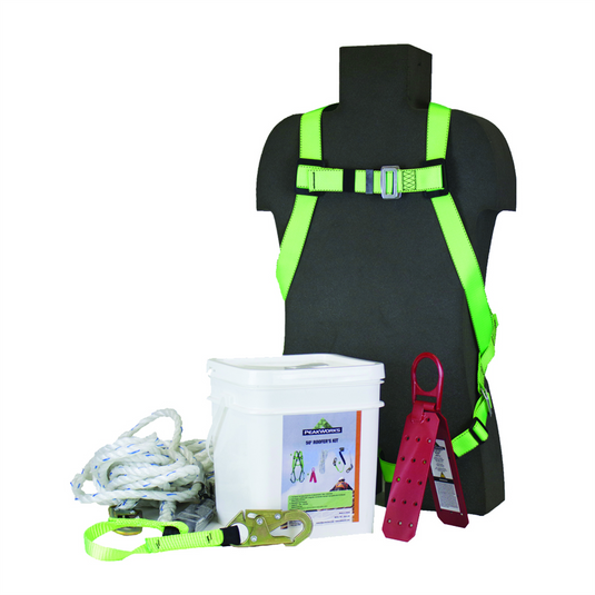 PeakWorks PeakWorks - RK7 Series Reusable Roofer's Kits: Harness; Rope Grab; 25' Vertical Lifeline; Roof Bracket