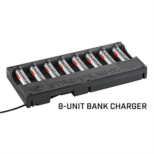 Streamlight Li-Ion Battery Pack 8-unit Bank Charger; (8) SL-B26 Battery Packs Included - Black