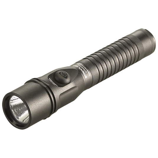 Streamlight Strion DS Bright and Compact Rechargeable Flashlight with Dual Switches with Rechargeable battery; Grip Ring; 120V/100V AC Charge Cord; Black