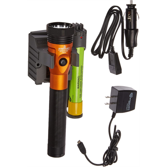 Streamlight Stinger DS LED HL High Lumen Rechargeable Flashlight with Dual Switches - Orange