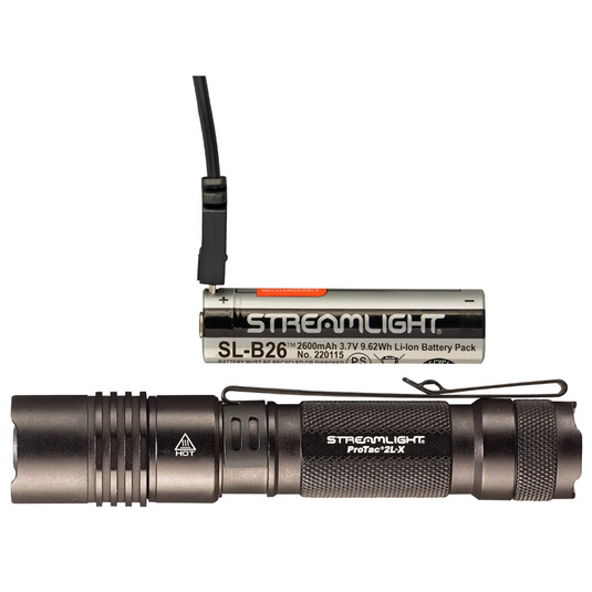 Streamlight 500 Lumen ProTac 2L-X USB Flashlight - Includes SL-B26 battery pack; USB cord and holster - Box