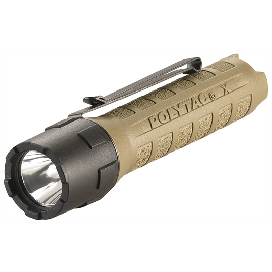 Streamlight 600 Lumen PolyTac X Flashlight - Includes (2) CR123A lithium batteries - Clam - Coyote