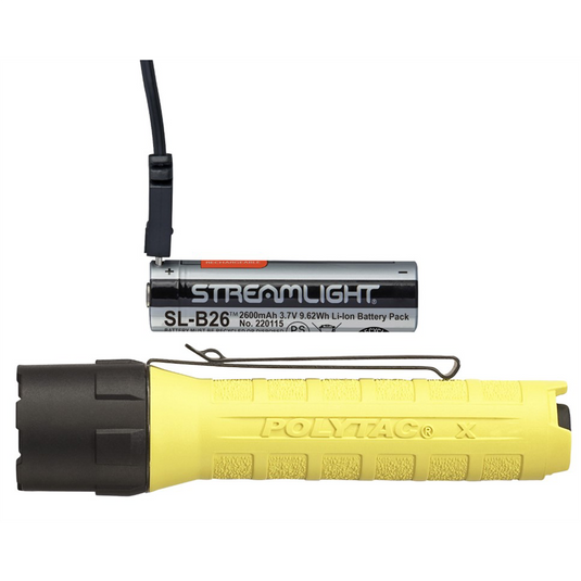 Streamlight 600 Lumen PolyTac X USB Flashlight - Includes SL-B26 battery pack - Box - Yellow