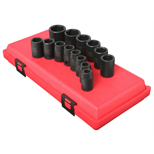 SUNEX SOCKET SET IMPACT 1/2IN. DRIVE 14 PC STD METRIC