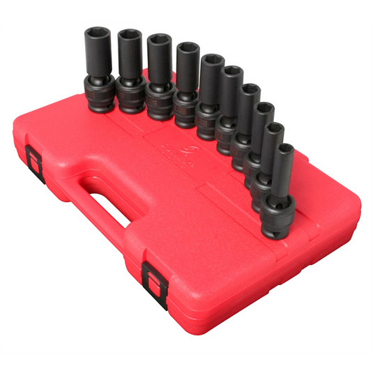 SUNEX SOCKET SET IMPACT 1/2IN. DRIVE 10PC UNIV DEEP MET