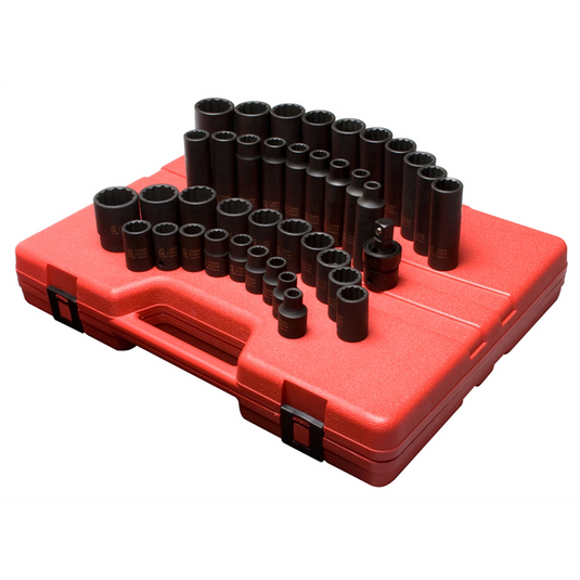 SUNEX 39PC 1/2""DR METRIC MASTER IMPACT SOCKET SET