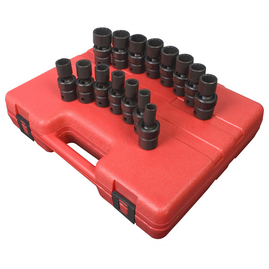 SUNEX 15 PC 1/2"" DR 12 PT METRIC UNIV IMPACT SOCKET