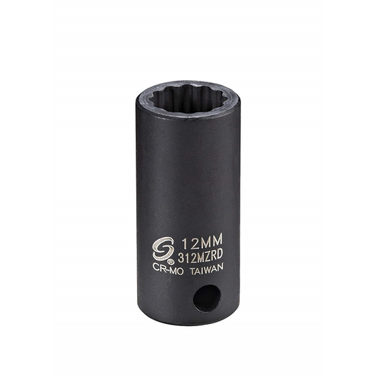 Sunex 3/8"" Dr 12mm 12-Pt Semi-Deep Impact Sock
