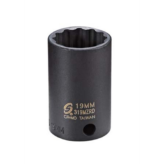 SUNEX SOC 19MM 3/8D IMP 12PT BLK