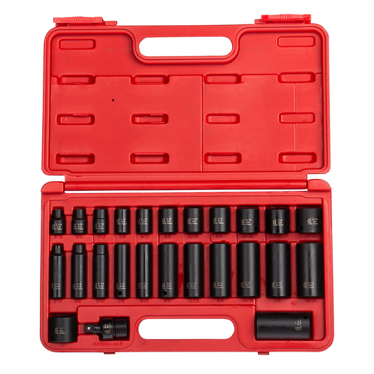 SUNEX SOCKET SET; 3/8"" DRIVE SAE IMPACT SET 25 PCS