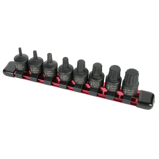 Sunex 3/8"" Drive 8 Piece Stubby Triple Square Impact Bit
