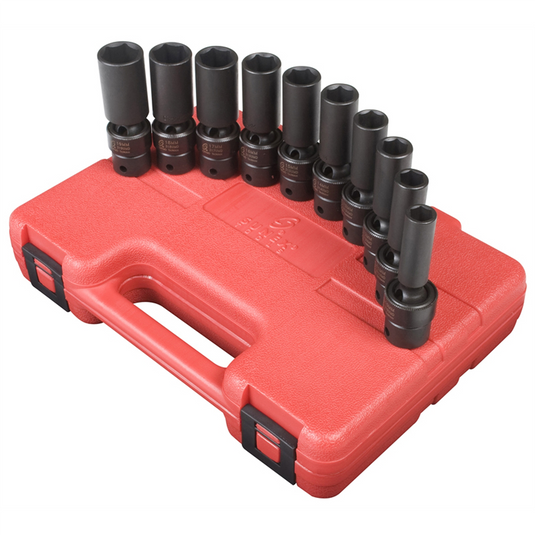 SUNEX 3/8"" Drive 10 Piece Metric Deep Universal Impact S