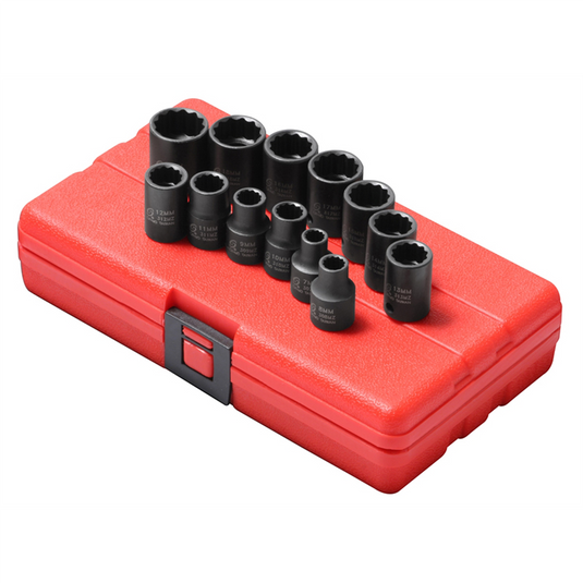 SUNEX 13PC 3/8"" DRIVE METRIC 12 PNT SOCKET SET