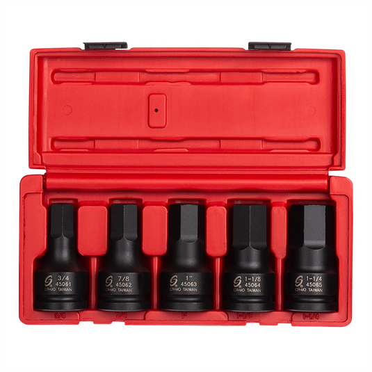 SUNEX 3/4"" DR. 5PC SAE IMPACT HEX DRIVER SET