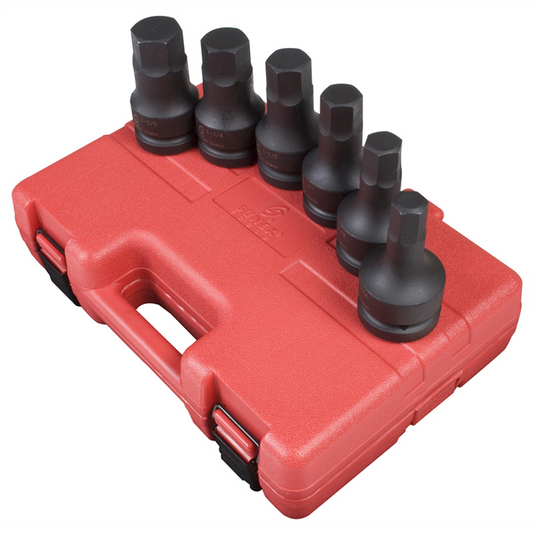 SUNEX 6 PC 1"" DR SAE HEX DRIVER IMPACT SET