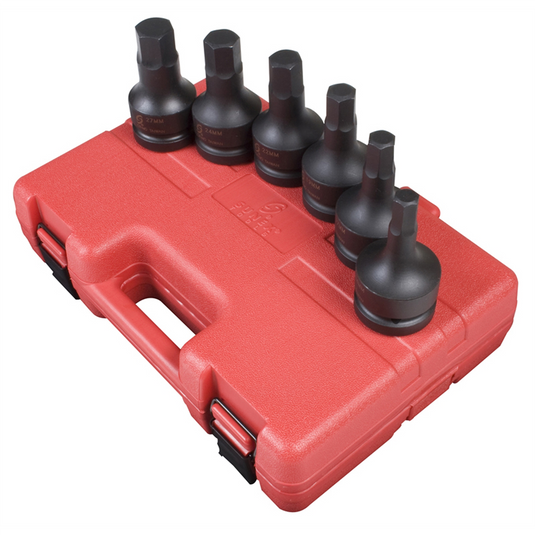 SUNEX 6PC 1"" DR METRIC IMPACT HEX DRIVER IMPACT SET