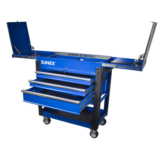 SUNEX 3-Drawer Utility Cart w/ Sliding Top;