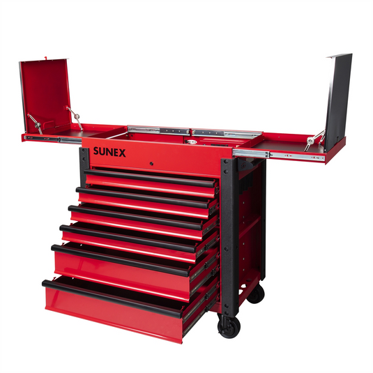 SUNEX 6-Drawer Slide Top Service Cart; Red