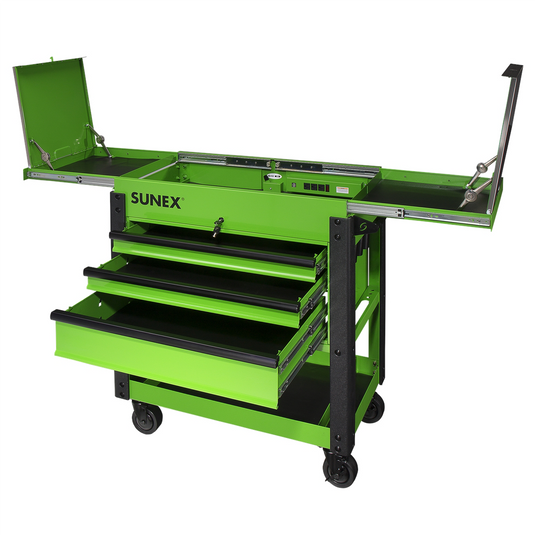 SUNEX 3-Drawer Utility Cart w/ Sliding Top;