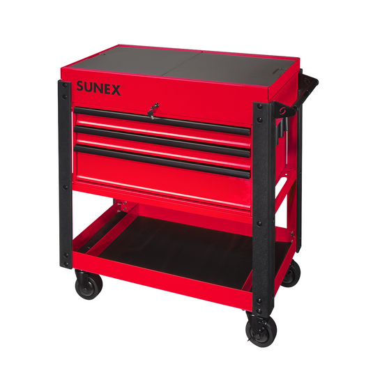 SUNEX 3-Drawer Utility Cart w/ Sliding Top;