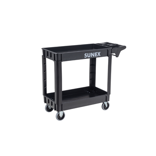 SUNEX Polypropylene Utility Cart; Two Shelf; Standard Size - Black