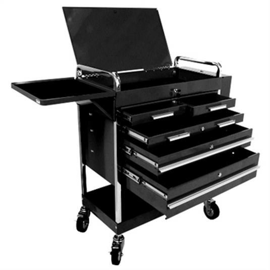 SUNEX HD 5-Drawer Service Cart; Black