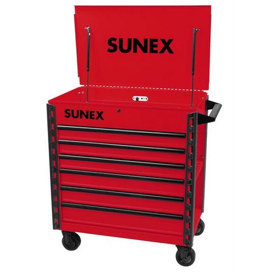 SUNEX Premium Full Drawer Service Cart - Red