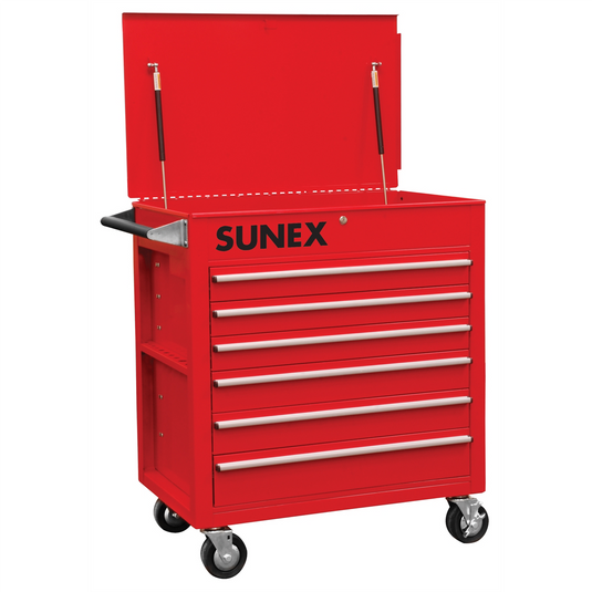 SUNEX 6 Full-Drawer Professional Cart; Red
