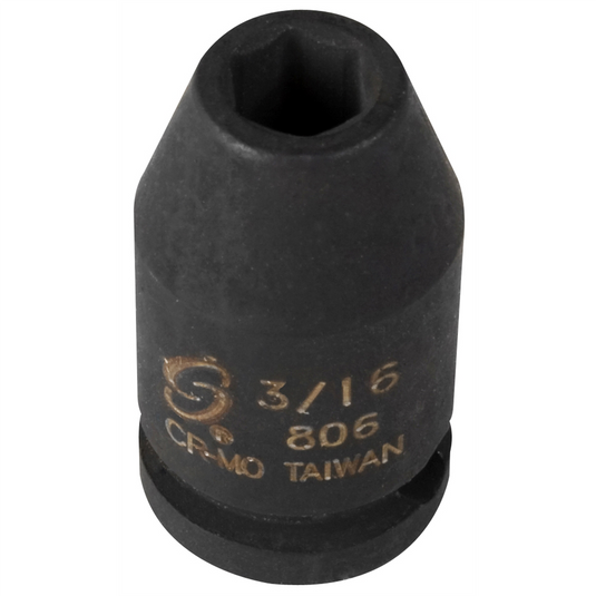 SUNEX SOC 3/16 1/4D IMP 6PT BLK