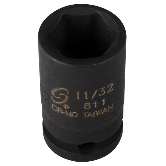 SUNEX SOC 11/32 1/4D IMP 6PT BLK
