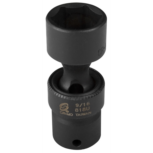 SUNEX SOC 9/16 1/4D IMP UNIV 6PT BLK