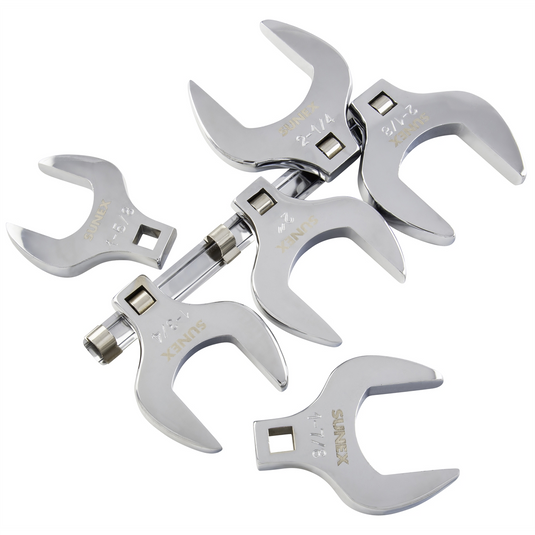 Sunex 6 Pc 1/2"" Dr Full Polish SAE Jumbo Crowfoot Wrench