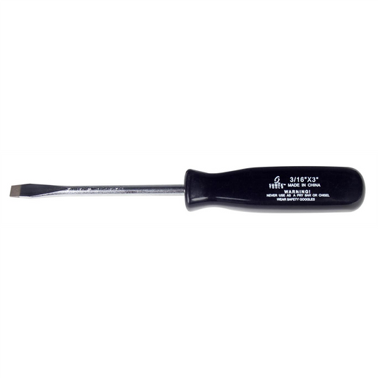 Sunex 3/16"" x 3"" Black Screwdriver