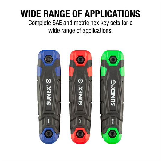 Sunex SAE/Metric/Torx 25 Piece Folding Hex Key Set; 1.5mm-8mm; 5/64""-1/4""; T9-T40