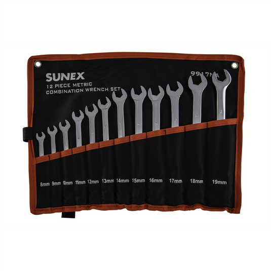 SUNEX 12 Pc. Metric Full Polish V-Groove Combination Wre