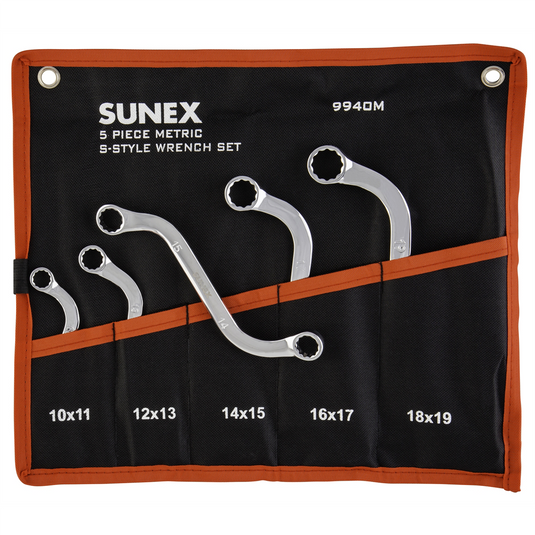 SUNEX S-STYLE DOUBLE BOX END METRIC WRENCH SET; 5 PC.