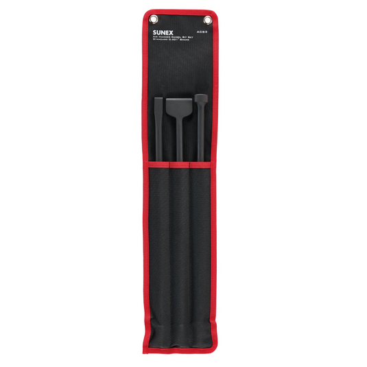 SUNEX Air Hammer Chisel 18 Inch Long-Reach 3 Piece Set in Portable Tool Roll
