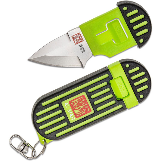 SUNEX Al Mar Stringer D2 Wedge Blade Keychain Knife in Giftable Box - Green/Black