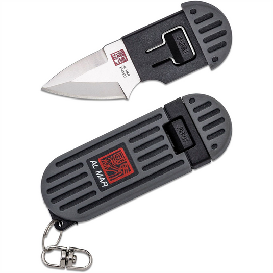 SUNEX Al Mar Stringer D2 Wedge Blade Keychain Knife in Blister Card - Grey/Black