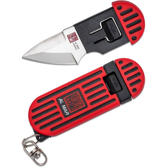 SUNEX Al Mar Stringer D2 Wedge Blade Keychain Knife in Giftable Box - Red/Black
