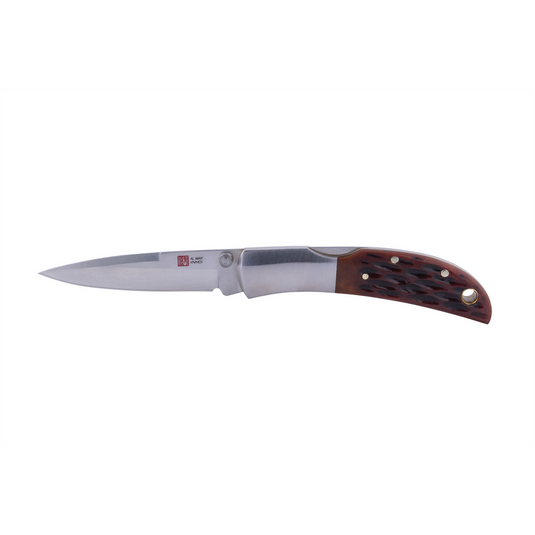 SUNEX Knife HJBCC LB AUS8 58HRC Satin 2.5in Trad SSB Brown Leather